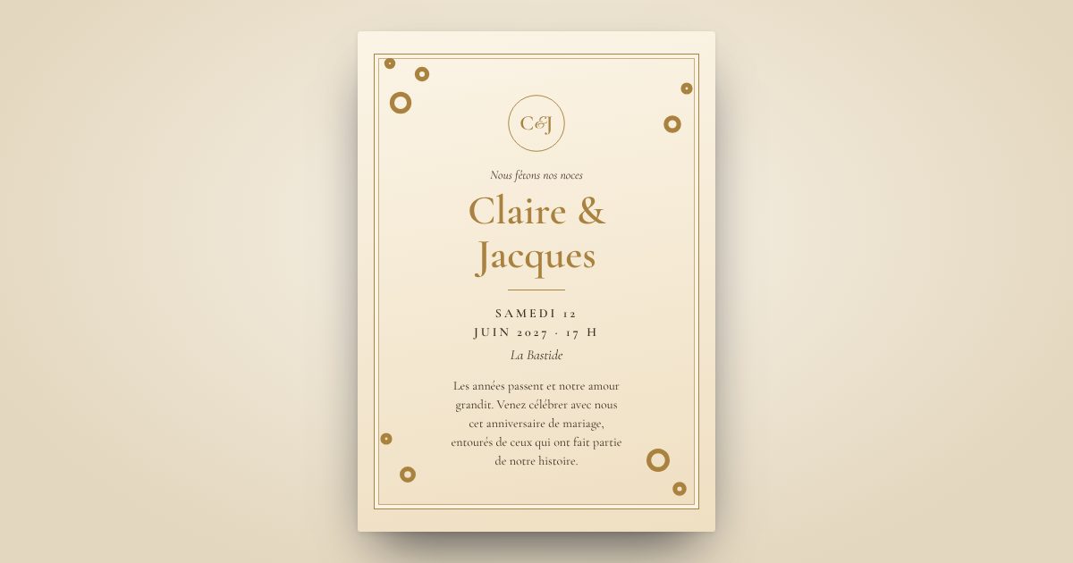 Exemple de carton InviteTo : Anniversaire de mariage