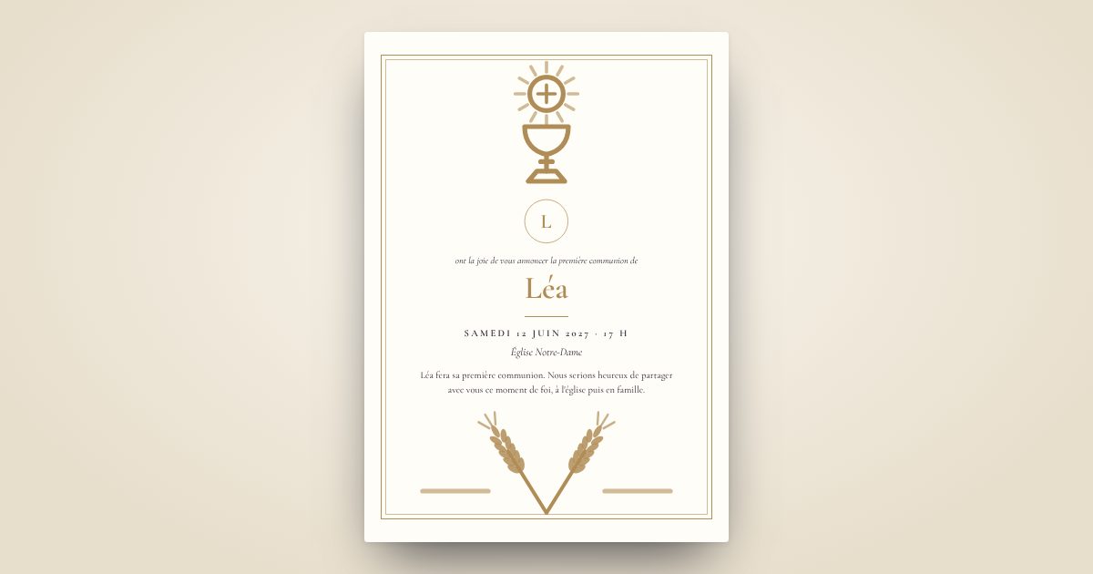 Exemple de carton InviteTo : Communion