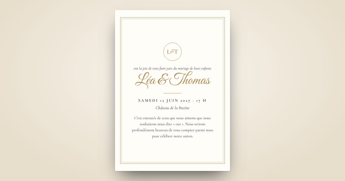 Exemple de carton InviteTo : Faire-part de mariage