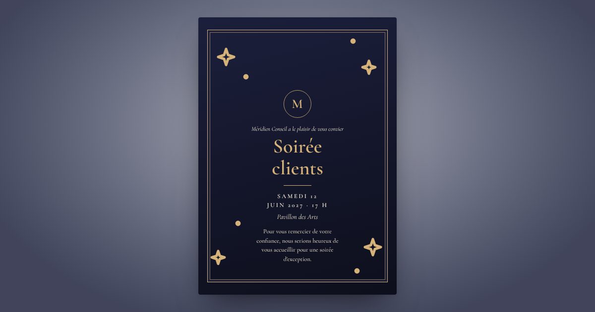 Exemple de carton InviteTo : Soirée clients et gala